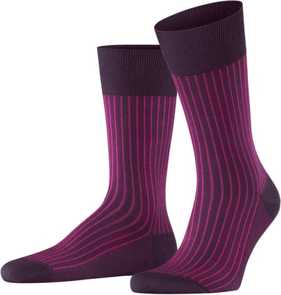 FALKE Oxford Stripe gedessineerd katoen sokken heren paars - maat 41-42