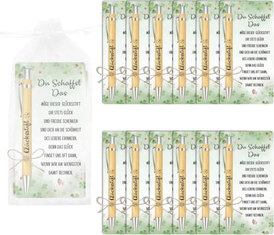 SnelShoppen - 12 Sets Geluks Pennen Balpen, Perfect als Afscheids Cadeau voor School, Collega's, Dankjewel Cadeau voor Leraren, Inclusief Zandzakjes e