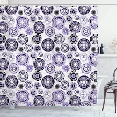 ABAKUHAUS douchegordijn – Mandala 175x220 cm – paars, zwart en wit