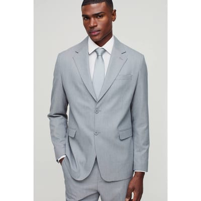 Straight Fit Stipe Textuur Blazer | Grey | Size 36
