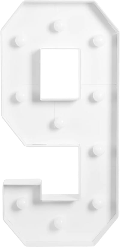 Reuze nummer LED-lamp – Voor verjaardagsfeestjes, jubileum, bruiloft, kerst of thuisgebruik – DIY decoratie – 100x48 cm, 0–9, wit