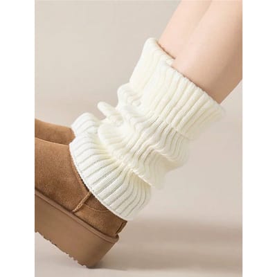 Guêtres pour femmes, Chaussettes chaudes en tricot blanc pour mollets, Adaptées pour l'automne et l'hiver one-size blanc