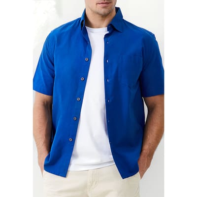 French Connection Short Sleeve Oxford Shirt Blue Size: XS | Casual Shirts Outlet | Heren | Blauw