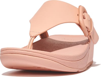 FitFlop Lulu Covered-Buckle Raw-Edge Leather Toe-Thongs ROZE - Maat 40