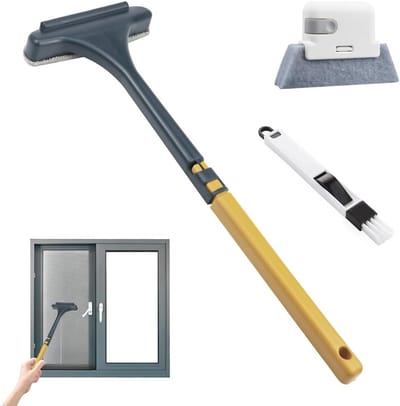 Multifunctionele 2-in-1 beeldschermborstel en raamsleuvenreiniger, uittrekbare netreinigingsborstel, 3-delige set voor keuken, badkamer en tegels