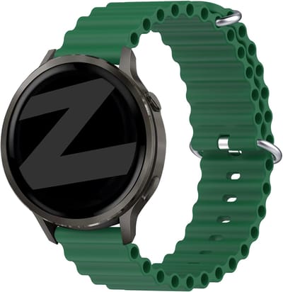 Bandz Ocean 'Classic' siliconen bandje geschikt voor Garmin Vivoactive 4 / Garmin Venu 4 - 45mm / Garmin Venu 3 / Garmin Venu 2 / Garmin Forerunner 570 - 47mm / Garmin Forerunner 265 / Garmin Forerunner 255 - Groen