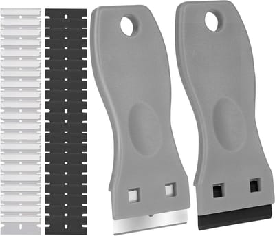 2-delige Schraperset voor Keramische Kookplaten met 60 Plastic Blades, Keuken Schraper Set voor Oven en Glasoppervlakken, Efficiënt en Duurzaam Gebruik