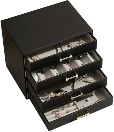 Sieradenorganizer met 4 laden - Stapelbare Sieradendoos voor Dames