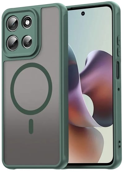 MobyDefend Hoesje - Geschikt voor Motorola Moto G56 - Case Geschikt voor MagSafe - Mat Transparant Met Gekleurde Rand - Groen