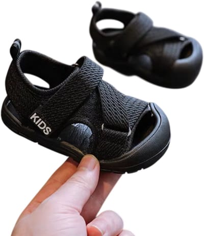 Baby Sandalen Jongens & Meisjes – Zomerschoenen Peuters, Soft Sole, Antislip, Ademend Mesh - Kinder Wandelschoenen & Sandalen - Zwart - Maat 22