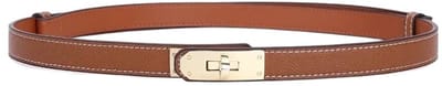 Golden Lock Riem - Bruin/Goud | 85 cm | Hoogwaardig PU-Leder | Tailleriem | Fashion Favorite