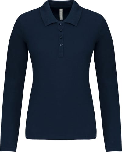 Kariban Piqué-damespolo lange mouwen K257 - Navy - L