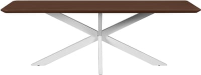 QUVIO Eettafel Sofia - Rechthoekig - Witte kruispoot - FSC®-gecertificeerd mangohout - 220x110 cm - Bruin