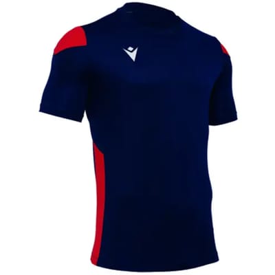 Macron Polis Shirt Korte Mouw Heren - Rood / Marine | Maat: M