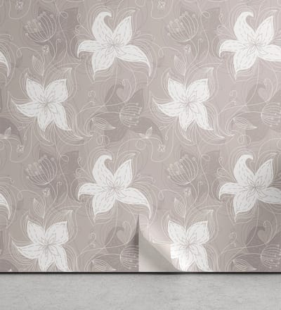 ABAKUHAUS aftrekbare en lijmbehang voor thuis, draaiende lijnen, zelfklevende woonkamerkeukenaccent, 33 cm x 250 cm, warm taupe en wit