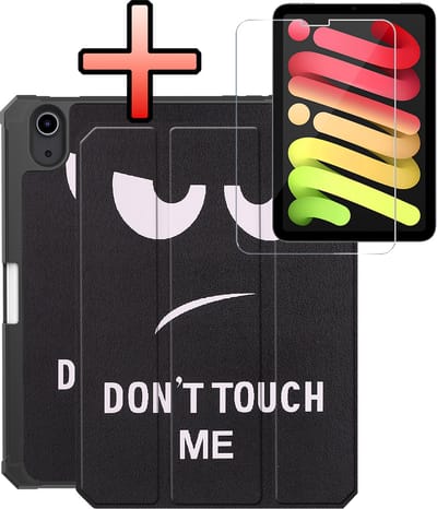 Hoes - Geschikt voor Apple iPad Mini 7 (2024) - 8.3 inch - 7e Generatie - Met Screenprotector - Trifold Bookcase - Hard Cover Case - Met Uitsparing Geschikt voor Apple Pencil - Hardcover Book - Tablet Hoesje - Don't Touch Me