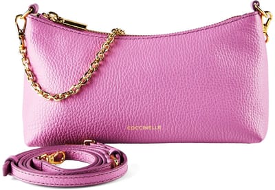 COCCINELLE Leren schoudertas Aura Mini Bag Grained Leather Jellyfish paars