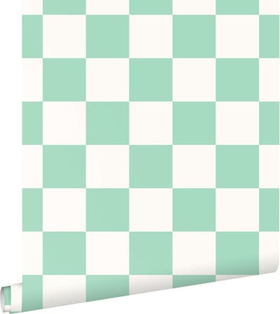 ESTAhome behang geblokt motief mintgroen en wit - 53 cm x 10.05 m - 139999