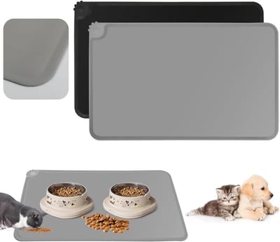 GELLDG 2 stuks kattenvoerbakmat - hondenvoerbakmat - siliconen voermat - 48 x 30 cm - waterdicht en antislip - gemakkelijk schoon te maken - geschikt voor katten en honden