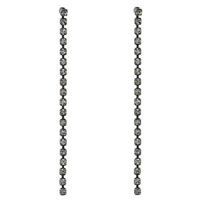 Behave - Oorbellen - Strass Oorhangers - Grijze Kristal Steentjes - 5.5 cm
