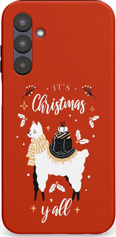 Casetastic hoesje geschikt voor Samsung Galaxy A25 - Dubbellaagse bescherming - Rode Witte Kerst Lama - Fashion Case - Terracotta