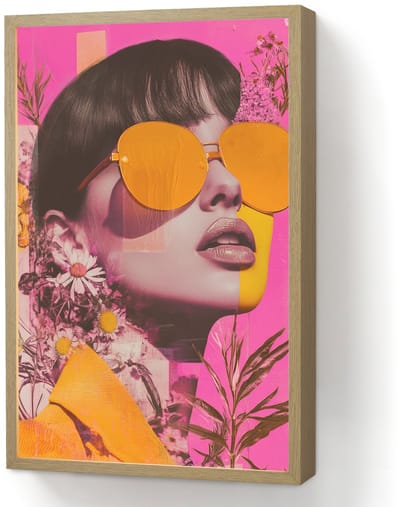 Wandlamp 40x60 cm - Oplaadbaar - Zonnebril - Oranje - Vrouw - Planten - Wandlampen binnen woonkamer - Slaapkamer lamp - Decoratieve nachtlamp - Vloerlamp draadloos
