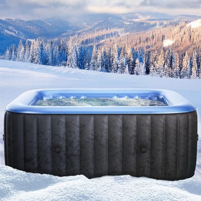 DVDSS® Jacuzzi - Bubble Spa Wellness Massage - 132 massagejets Timer Verwarming -185 x 185 x 86 cm - 6 Persoons - Grijs