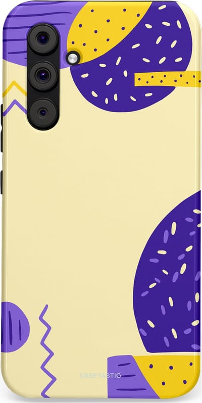 Casetastic hoesje geschikt voor Samsung Galaxy A54 (2023) 5G - Dubbellaagse bescherming - Geo zigzag - Fashion Case - Crème Blauw Geel