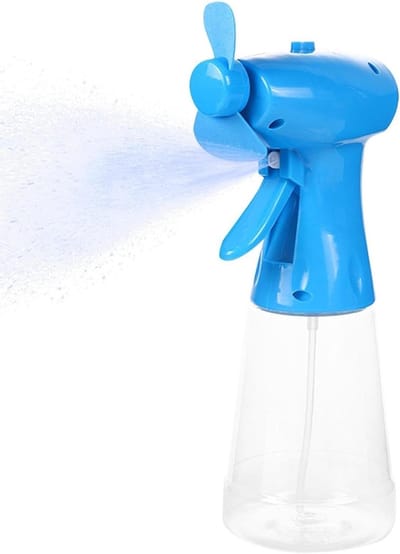 Vernevelingsventilator - Persoonlijke koeler - Buiten verkoeling - Waterfles functie - 350ml tank - Blauw