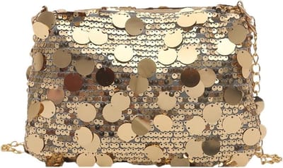 Stijlvolle gouden avond clutch met ketting, glinsterende handtas voor feesten en bruiloften, elegante schoudertas voor modebewuste dames