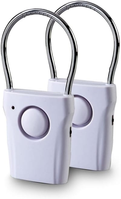 Electronic Door Handle Alarm Set of 2 Door and Window Alarm with 120 dB Bell, Touch Sensor for Home/Hotel Room/RV，wit(Batterijen niet inbegrepen)
