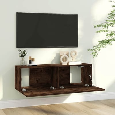 vidaXL - Tv-wandmeubel - 100x30x30 - cm - bewerkt - hout - gerookt - eikenkleurig