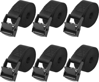 Dailygoods- Spanbanden Kort 6 Stuks - Sjorbanden met Klemsluiting - Verstelbare Bevestigingsriemen - Nylon 20 mm x 1 m - Hoog Draagvermogen - Duurzaam