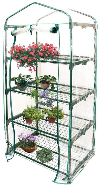 Greenhouse Cover - Plant Cover - Seedling Protection - Zipper Rolling Door - 69x49x155cm - Transparent