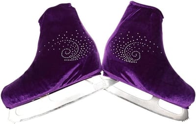 Velours Schaatsbeschermers voor Kunstschaatsen, Tear-Resistant en Elastische Schoenhoezen met Strass, Paars, M (33-36) - Perfect voor Inline Skates en Rollerskates