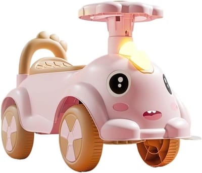 Wiggle auto, 4 wielen, loopauto met opbergruimte onder de stoel, muziekspeelgoed for peuters, jongens en meisjes(Rose)