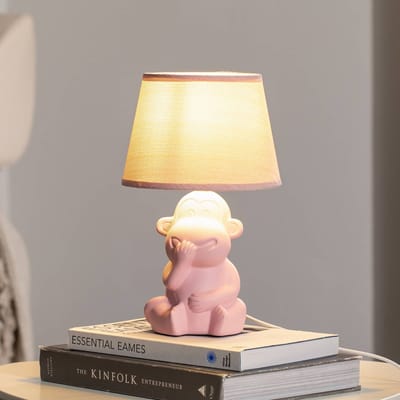 ONLI Monkey tafellamp, roze, keramiek, 28 cm hoog, E14