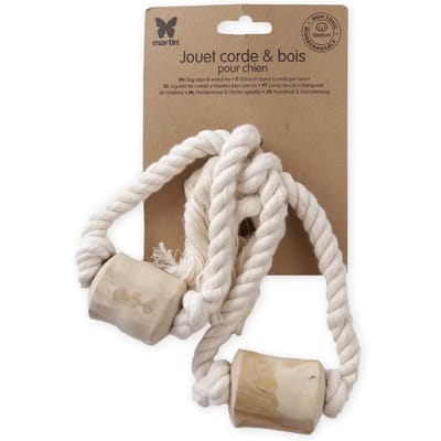 Hondenspeeltje houten touw super 8 Martin Sellier Expresso