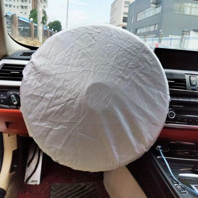 1 pièce Housse de volant en tissu argenté, Pare-soleil universel pour voiture, Protection solaire pour fenêtre avant, avec fermeture à boucle, pour Pare-soleil latéral de véhicule gray