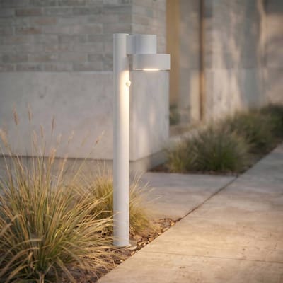 Lucande LED tuinpadverlichting Elune, lichtgrijs, sensor, IP44, 77 cm