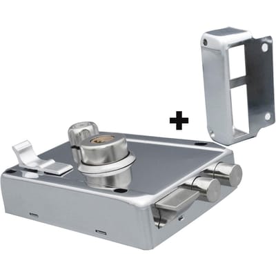 Huishoudelijk Slot Buitendeur Hangsloten Poort Verzekering Huishoudelijk Slot Kit Vintage Stijl met Dagschoot Cilinderslot Sleutel Type 1 gray