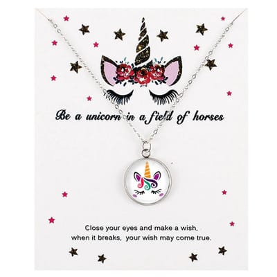 Fako Bijoux® - Ketting Op Kaart - Eenhoorn Dream - Zilverkleurig