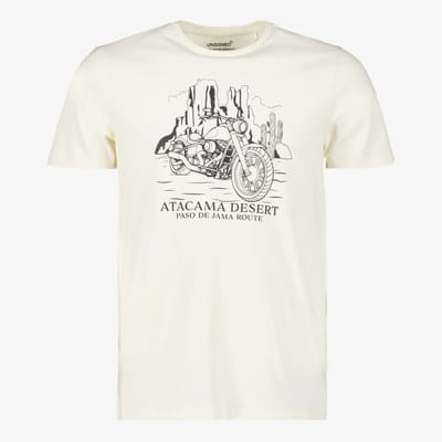 Unsigned heren T-shirt met opdruk creme - Beige - Maat S