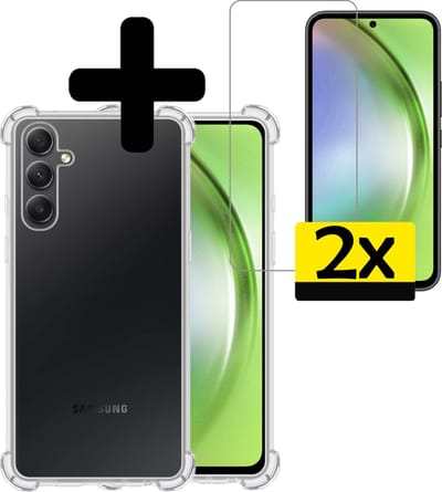 Hoesje - Met Screenprotector - 2 Stuks - Geschikt voor Samsung Galaxy A54 - Sterk & Shockproof - Siliconen Case - Back Cover - Telefoon Hoes - Shock Proof - Telefoonhoesjes - Transparant