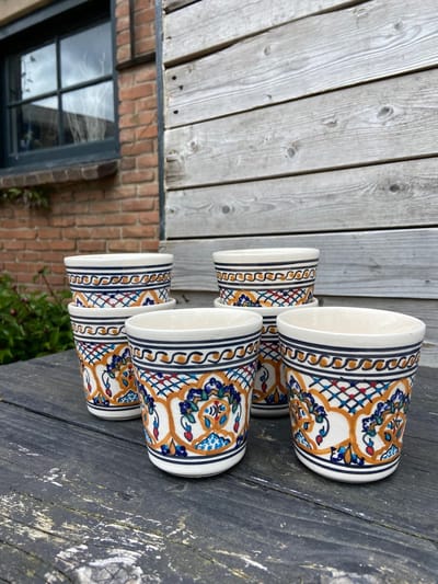 Set van 6 bekers - Handbeschilderd - Pomme Chatelaine.NL