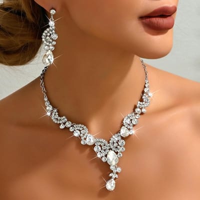 Ensemble de bijoux tendance pour femmes, 3 boucles d'oreilles pendantes et collier, mariage, banquet, fête, cadeaux de vacances brown