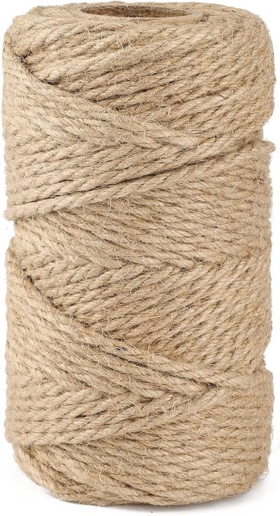 Jute Touw 6mm, 50m Natuurlijk Bruin voor Knutselen, Decoratie, Kat Krabpaal, Tuinieren en Bundelen