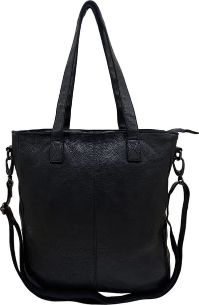 Dames Tas Shopper Model Met Kort En Lang Hengsel – Zwarte Dames Shopper – Shopper Leer Zwart