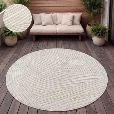 Paco Home Vloerkleed Voor Binnen En Buiten Balkon Terras Scandinavisch Boho Eenkleurig 200 cm Rund
