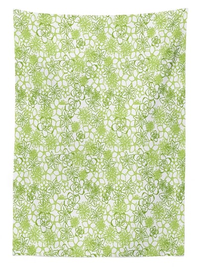 AbakuHaus tafelkleed – Aster Calendula-kunst – 140 x 170 cm – limegroen/wit